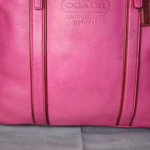 Vintage Coach Tote Bag Pink Leather D05Q-5182 Double Strap Shoulder Bag Rare - Picture 15 of 16